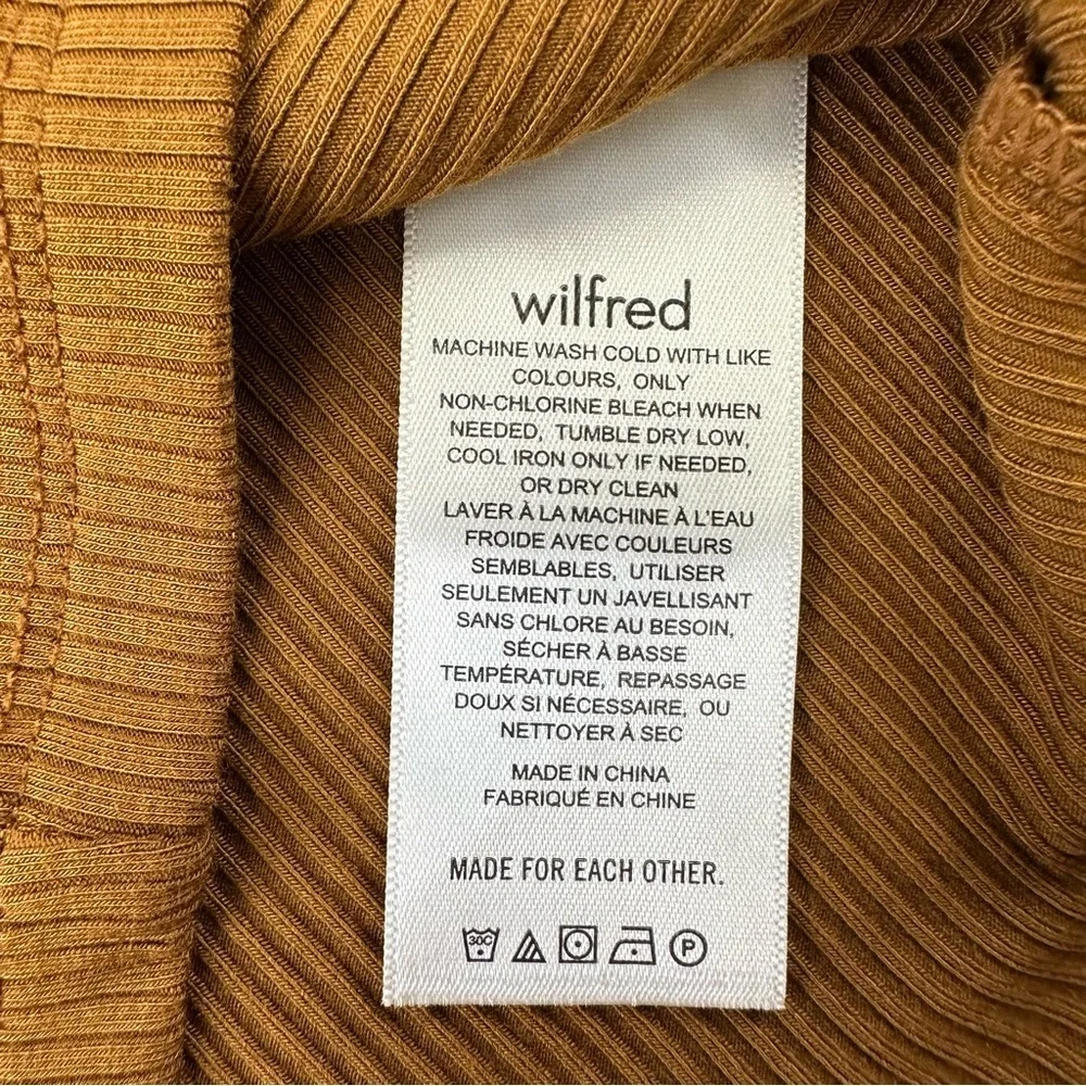 Aritzia Wilfred rib knit turtleneck 2XS NEW with tags Rich Chestnut brown modal - Picture 6 of 9